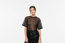 Olivia - Black Short Sleeve See-through Sequin Top