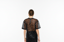 Olivia - Black Short Sleeve See-through Sequin Top