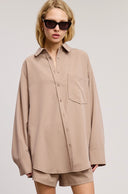 Pinstripe Button Down Shirt and Short Matching Set